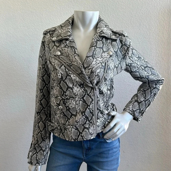 BLANKNYC Snake Print Faux-Leather Moto Jacket - Picture 4 of 10